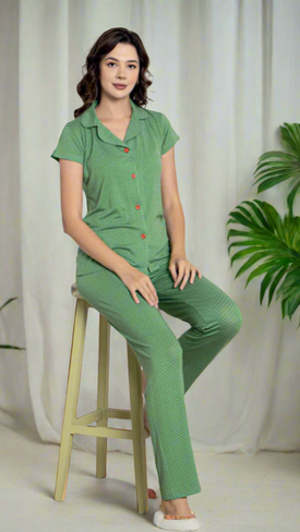 GREEN PJ WITH DOTS