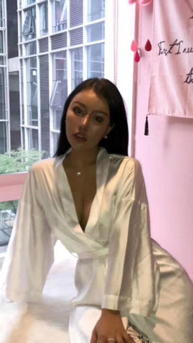 BRIDE ROBE SILK MEDUIM LONG